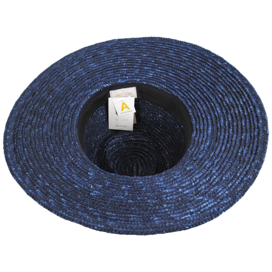 Joanna Wheat Straw Fedora Hat - Blue 3 Joanna Wheat Straw Fedora Hat - Blue - Image 3