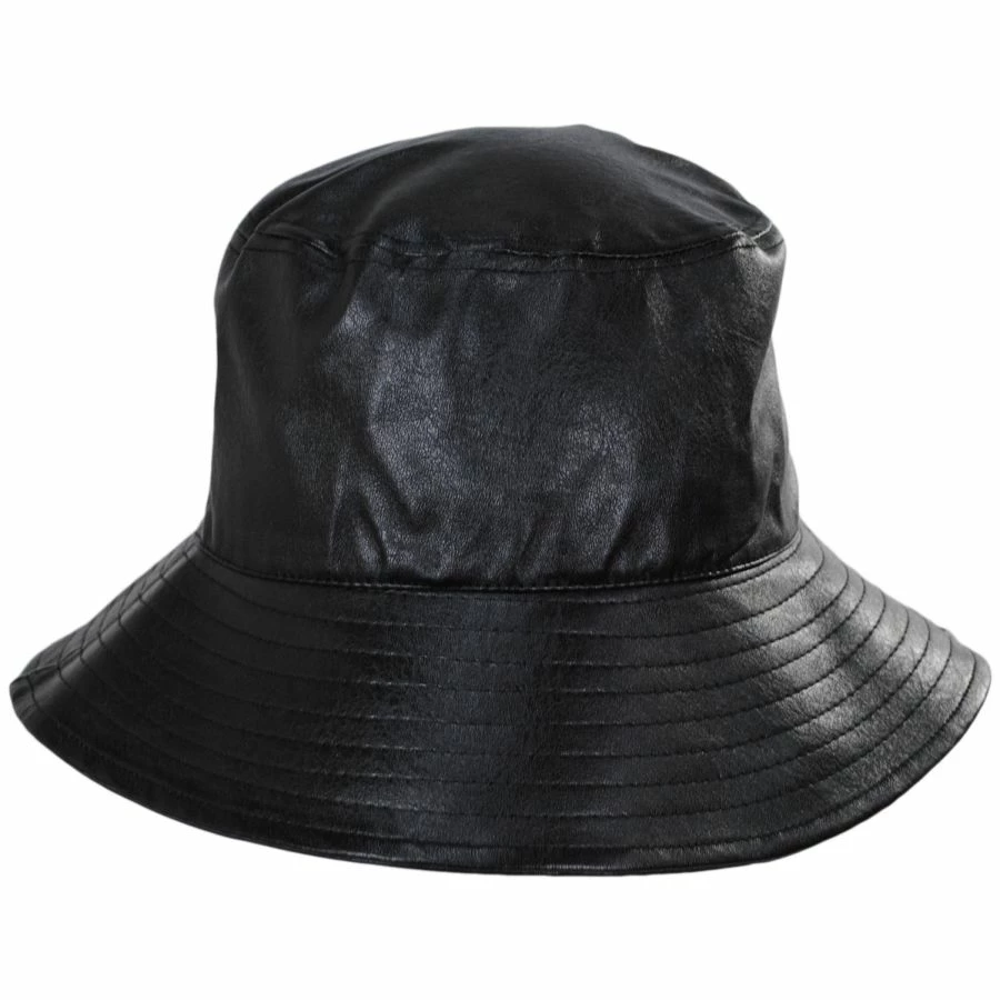 Scala Sylvie Vegan Leather Bucket Hat 1 Scala Sylvie Vegan Leather Bucket Hat