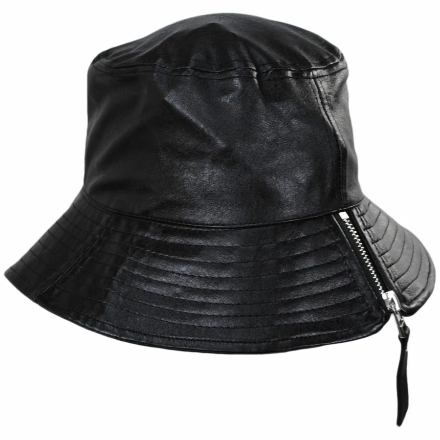 Scala Sylvie Vegan Leather Bucket Hat 2 Scala Sylvie Vegan Leather Bucket Hat - Image 2