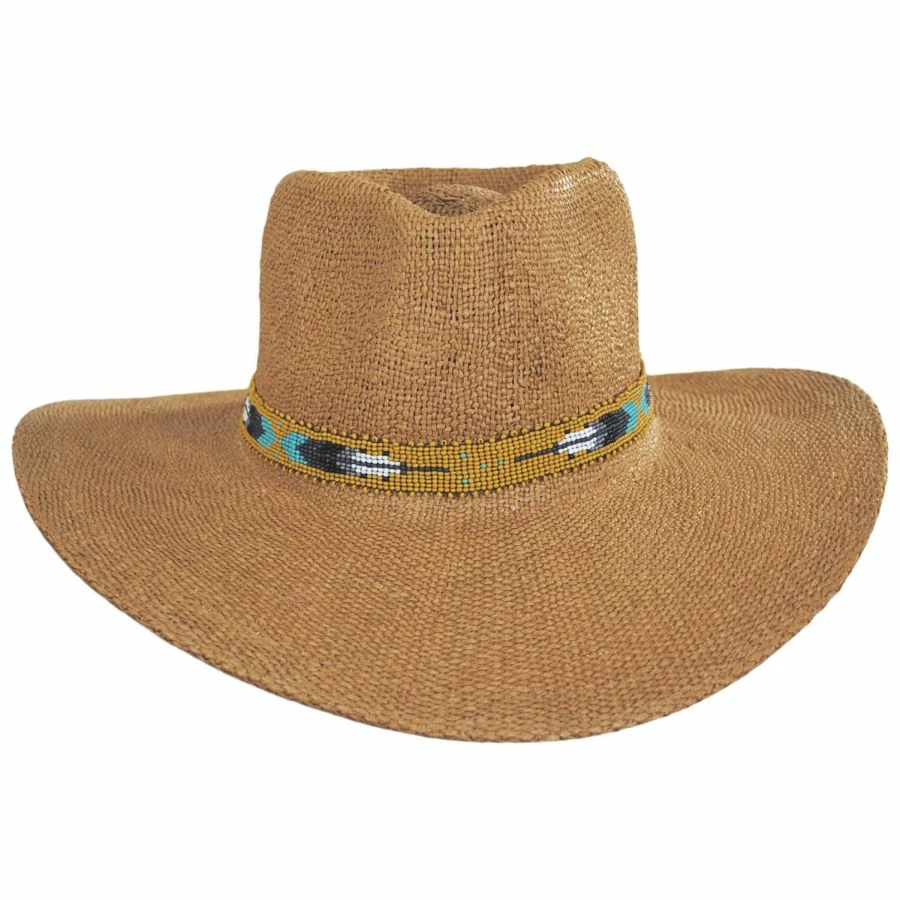 Yellow Feather Toyo Straw Rancher Fedora Hat 1 Yellow Feather Toyo Straw Rancher Fedora Hat