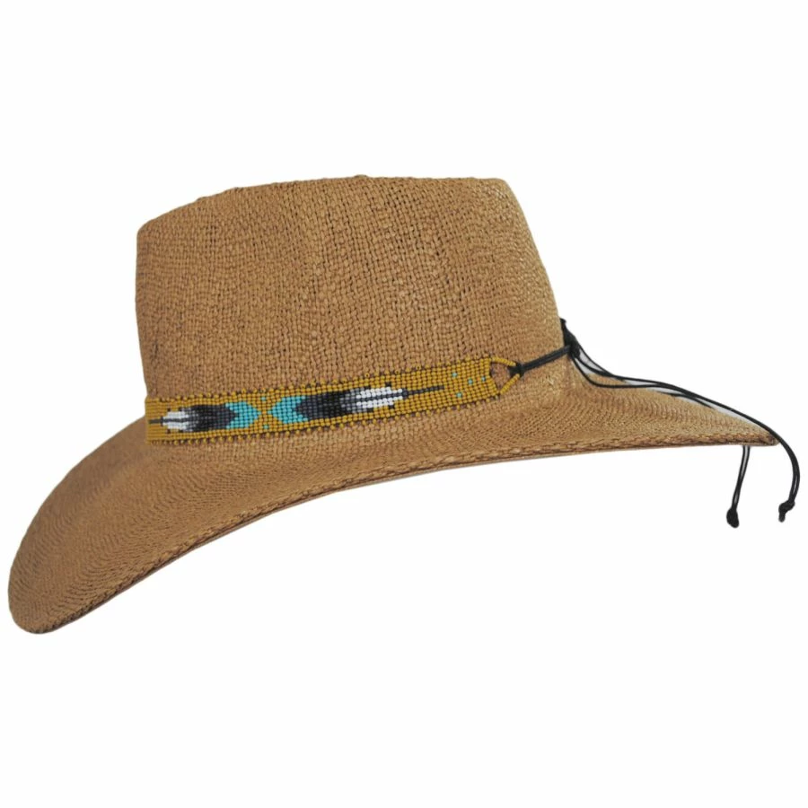 Yellow Feather Toyo Straw Rancher Fedora Hat 2 Yellow Feather Toyo Straw Rancher Fedora Hat - Image 2