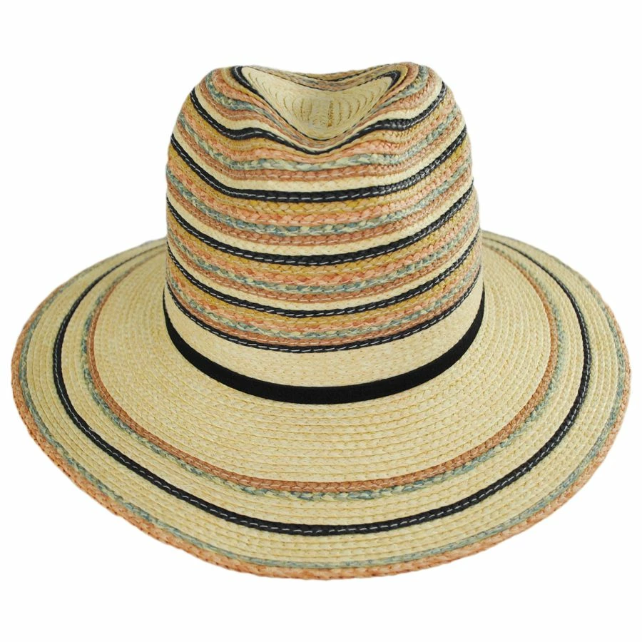 Paradise Striped Toyo Straw Fedora Hat 1 Paradise Striped Toyo Straw Fedora Hat
