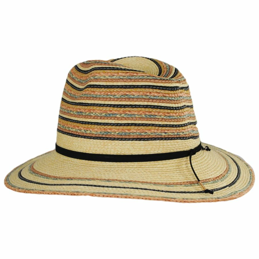 Paradise Striped Toyo Straw Fedora Hat 2 Paradise Striped Toyo Straw Fedora Hat - Image 2