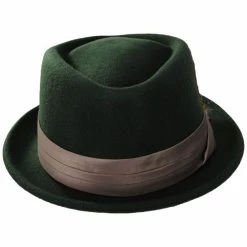 Stout Wool Felt Diamond Crown Fedora Hat - Moss