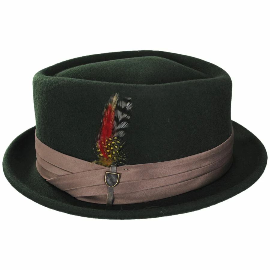 Stout Wool Felt Diamond Crown Fedora Hat - Moss 2 Stout Wool Felt Diamond Crown Fedora Hat - Moss - Image 2