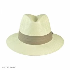 Toyo Straw Safari Fedora Hat - Khaki Band