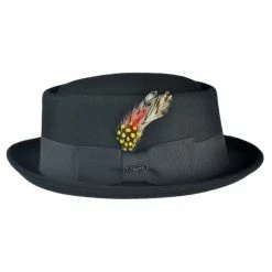 Wool Felt Pork Pie Hat - Black -CHARLIE 1 HORSE Shop 73286
