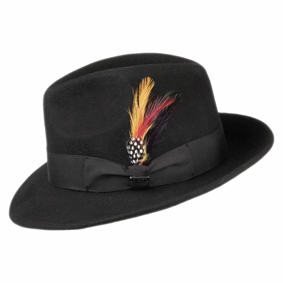 Pinch Crown Crushable Wool Felt Fedora Hat - Image 2