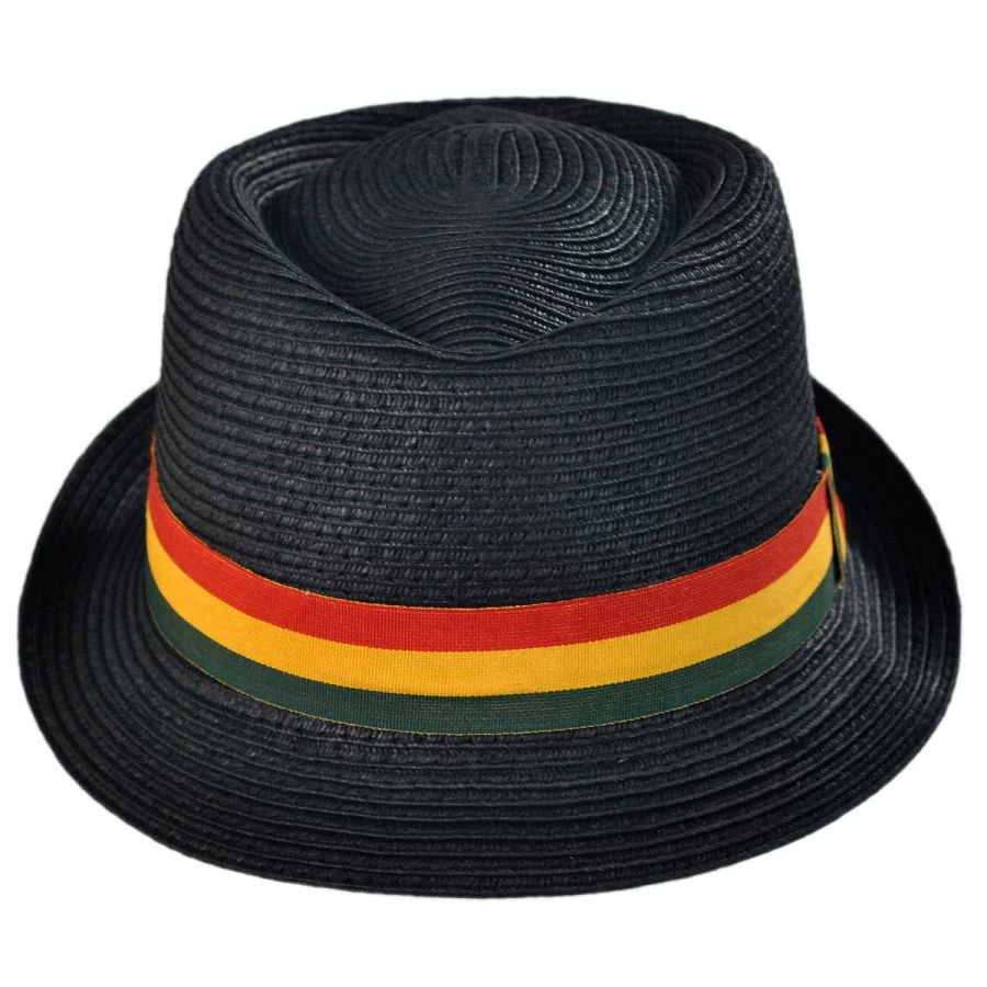 Rasta Toyo Straw Diamond Crown Fedora Hat 1 Rasta Toyo Straw Diamond Crown Fedora Hat