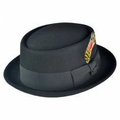 Wool Felt Pork Pie Hat - Black